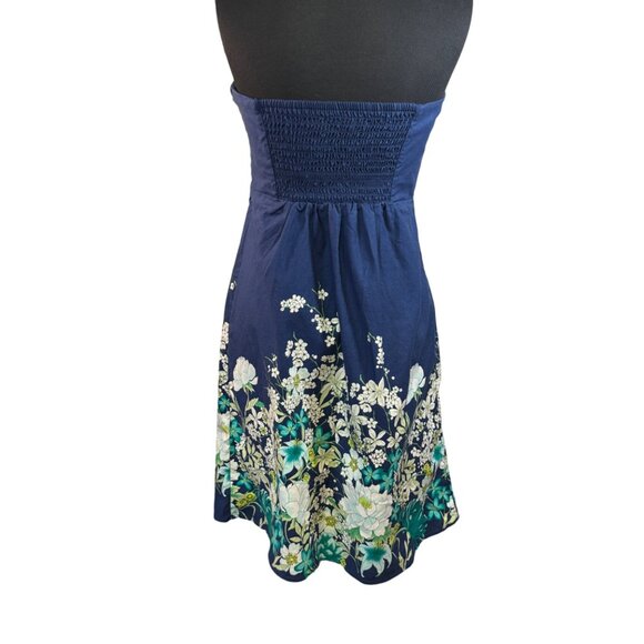 Old Navy Strapless Blue Floral Dress Cotton Blend Size 8 - Picture 5 of 8